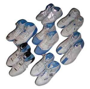 North Carolina Tar Heels Championship Team Starting Five Game-Used & Autographed Sneakers with Two Other Championship Team Players – Lawson, Hansbrough, Thompson, Ellington, Green…