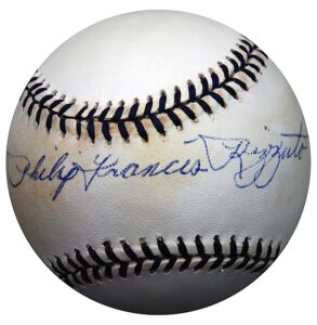 NY Yankees Legendary Shortstops Full Name Single-Signed Baseballs – Philip Francis Rizzuto & Derek Sanderson Jeter