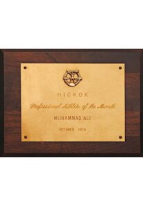 October 1974 Hickok Professional Athlete Of The Month Award Presented To Muhammad Ali