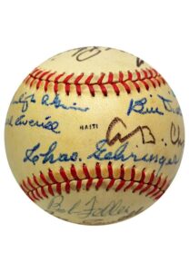 ONL Baseball Signed By 17 HOFers Including DiMaggio