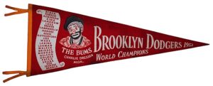 Original 1952 Brooklyn Dodgers World Champions Phantom Pennant