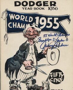 Original 1956 Brooklyn Dodgers Yearbook Autographed by Johnny Podres