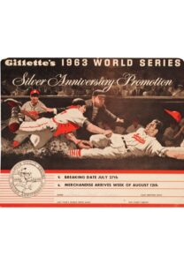 Original 1963 World Series Gillette “Silver Anniversary Promotion” In-Store Advertisement