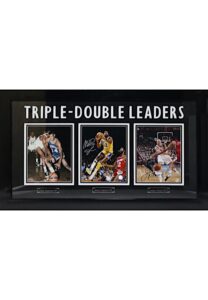 Oscar Robertson, Earvin “Magic” Johnson & Jason Kidd Multi-Signed “Triple-Double Leaders” Framed Display