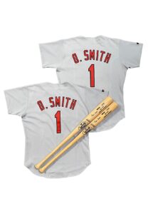 Ozzie Smith St. Louis Cardinals Signed Road Jerseys & Bats