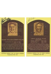 Paige & Feller Autographed HOF Plaques with “The Kid from Cleveland” Lobby Card