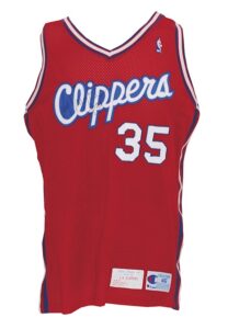 Pair of 1990-91 LA Clippers Game-Used & Autographed Road Jerseys  – Vaught & Smith