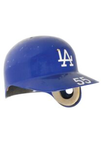 Pair of Orel Hershiser LA Dodgers Game-Used Batting Helmets