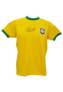 Pele Brazil Autographed “CBD” Soccer Jerseys, Oversized Photos & Print