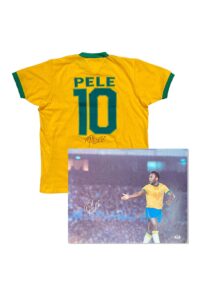 Pele Signed Brazil Jersey & Oversized Photo