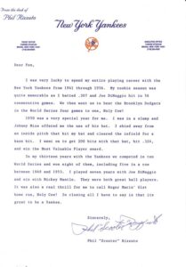 Phil Rizzuto Signed Fan Letters