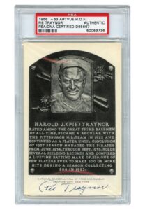 Pie Traynor Signed HOF B&W Plaque Postcard