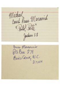 “Pistol” Pete & Petar “Press” Maravich Dual-Signed Index Card