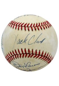 “Pitching & Hitting Dodger Killers” Multi-Signed Baseball – Jackson, Larsen, Thompson, Vander Meer & Clark