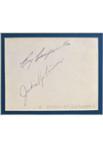 Rare Jackie Robinson & Roy Campanella Autographed Cut Display