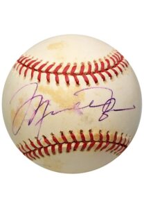 Rare Michael Jordan & Ernie Banks Dual-Signed ONL Baseball