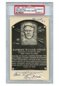 Ray Schalk Signed HOF B&W Plaque Postcard