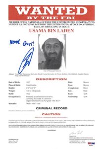 Robert J. O’Neill Autographed & Inscribed “Never Quit” Osama Bin Laden FBI Wanted Document