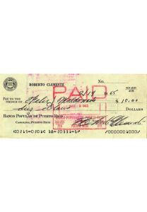 Roberto Clemente Autographed Personal Bank Check