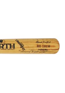 Rod Carew Post Career Index Autographed Bat