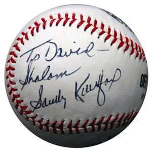 Sandy Koufax Single-Signed Baseball Inscribed “Shalom”