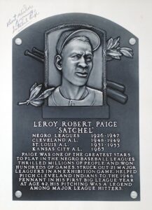 Satchel Paige Vintage Signed Cooperstown Hall of Fame Induction Plaque 8″ x 10″ Photo