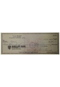 Scarce Leo Fender Signed 1970 Personal Check