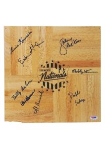 Syracuse Nationals Team-Signed Floorboard with Johnny “Red” Kerr and Dolph Schayes