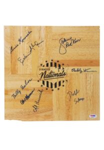 Syracuse Nationals Team-Signed Floorboard with Johnny “Red” Kerr and Dolph Schayes