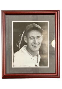 Ted Williams Signed B&W Photo Display