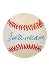 Ted Williams Single Signed Baseball Belonging To Sparky Anderson