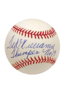 Ted Williams Single-Signed Baseball Inscribed “Thumper No 9”