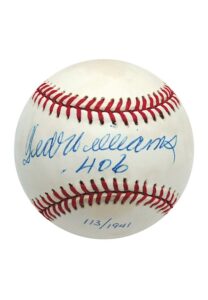 Ted Williams Single-Signed LE Baseball Inscribed “406”