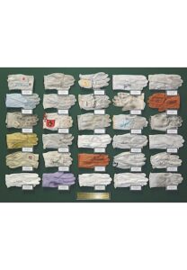 The Masters Golf Tournament Champions Display — 30 Tournament-Used & Autographed Golf Gloves From 1935 Through 1993 Including Byron Nelson, Sam Snead, Arnold Palmer, Jack Nicklaus & Others