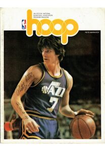 Three 1970s “Pistol” Pete Maravich Single-Signed “Hoop” Magazines