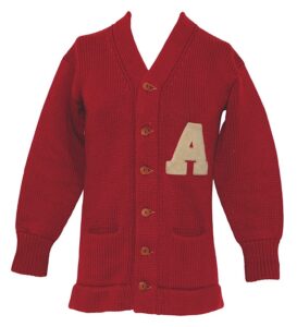 Three Football Letterman Sweaters: Ohio State, Michigan, Arkansas