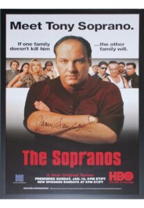 Three Framed Sopranos Autographed Cast Photos With Signed Poster and Magazine