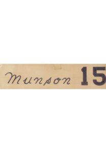 Thurman Munson Final MLB Locker Room Nameplate Before His Tragic Fatal Crash