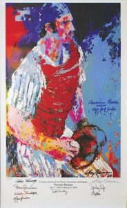 Thurman Munson LeRoy Neiman LE Poster Autographed by NY Yankees Greats