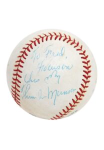 Thurman Munson Single-Signed Baseball with Unique “Middle Finger” Inscription