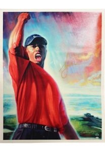 Tiger Woods Autographed “Tiger Roars” Carlo Beninati LE Artist Proof Lithograph