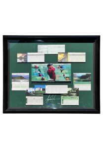 Tiger Woods Framed & Autographed Majors Scorecards Display