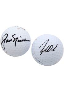 Tiger Woods & Jack Nicklaus Single-Signed Golf Balls