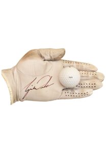 Tiger Woods Signed Titleist Golf Glove & “Tiger” Stamped Golf Ball