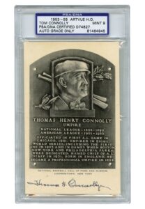 Tom Connolly Signed HOF B&W Plaque Postcard