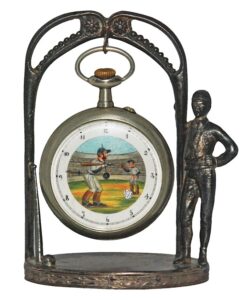 Turn of the Century Cast Iron Painted Sports Pocket Watch Holder