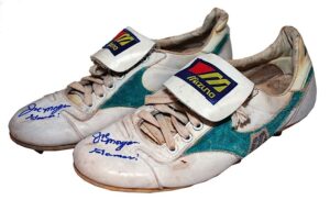 Two Pair of Joe Morgan Oakland A’s Game-Used & Autographed Spikes