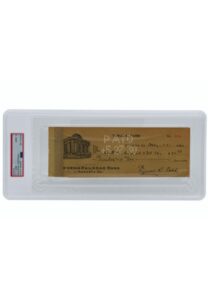 Ty Cobb Autographed Personal Bank Check