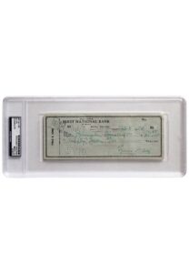 Ty Cobb Autographed Personal Bank Check