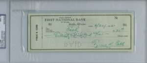 Ty Cobb Signed and Encapsulated Check